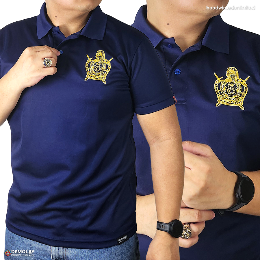 DeMolay Gold Emblem Coolfit Polo Shirt (Navy Blue)