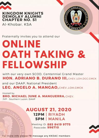 ONLINE OATH TAKING CEREMONY - Supreme Council Order of DeMolay ...